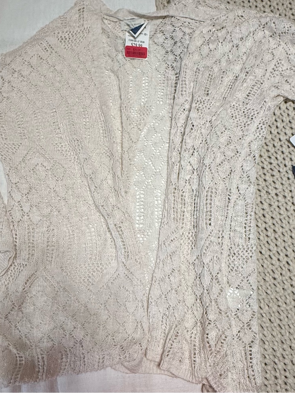 Light Cream Open-Knit Women’s Cardigan Sweater